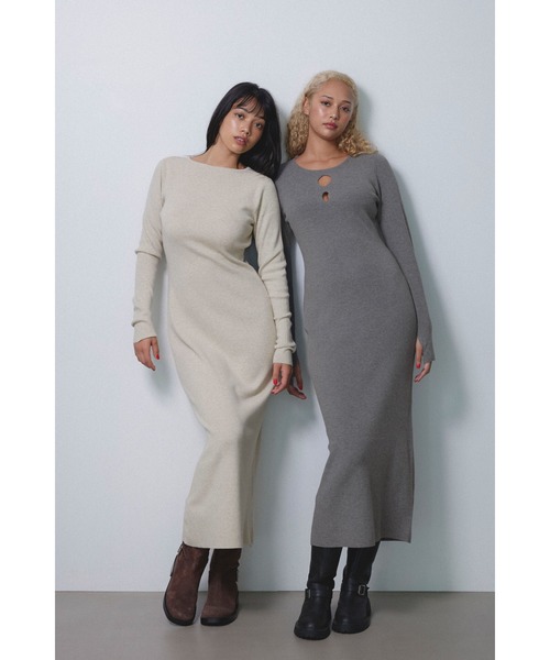 ALEXIA STAM（アリシアスタン）の「Two-Way Knit Long Dress /2way ニットワンピ（ワンピース・レディース・ブラック/ホワイト系その他/グレー・S/M）」の4枚目の写真