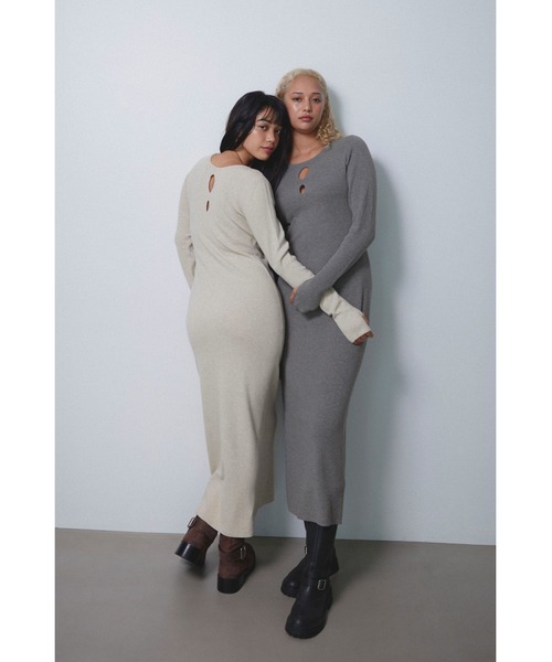 ALEXIA STAM（アリシアスタン）の「Two-Way Knit Long Dress /2way ニットワンピ（ワンピース・レディース・ブラック/ホワイト系その他/グレー・S/M）」の5枚目の写真