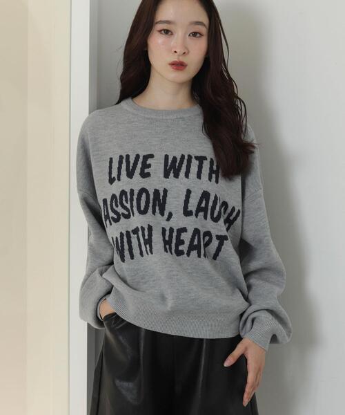 WEGO/【25年秋冬新作】レタリングニットプルオーバー（ニット/セーター