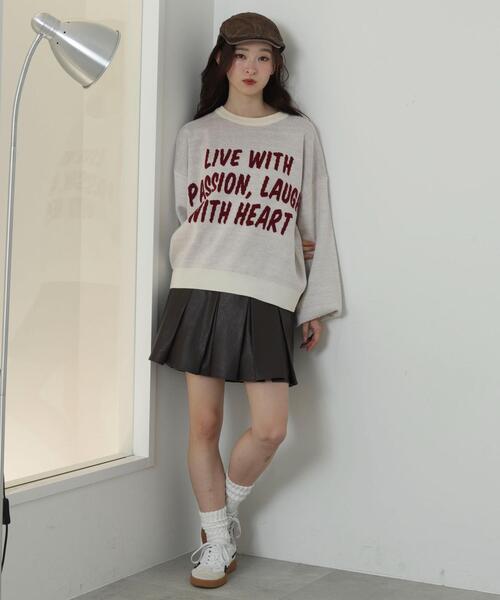 WEGO(ウィゴー)の「WEGO/レタリングニットプルオーバー(ニット/セーター・レディース・ネイビー/杢グレー/オフホワイト・FREE)」の4枚目の写真