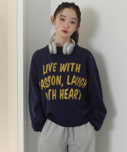 WEGO/【25年秋冬新作】レタリングニットプルオーバー（ニット/セーター