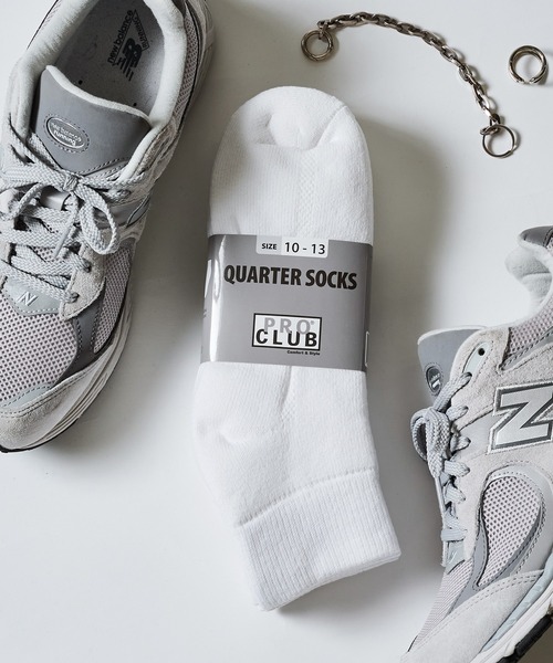 PRO CLUB （プロクラブ）の「【PRO CLUB】Heavyweight Quarter Socks(3pairs) 3足セット クォーターソックス P-183QR UNTR（ソックス/靴下・メンズ・ホワイト/グレー/ブラック・L/M）」の2枚目の写真