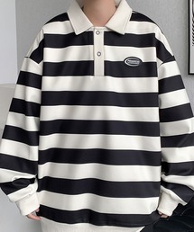 aimoha(ACn)̃rbO{[_[ K[|XEFbg/Big Border Rugby Polo Sweatshirt(|Vc)