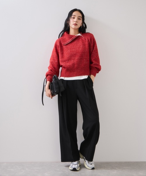 VIS（ビス）の「フロントジップニットプルオーバー/イージーケア（ニット/セーター・レディース・レッド系その他2/オフホワイト/チャコールグレー・FREE）」の21枚目の写真