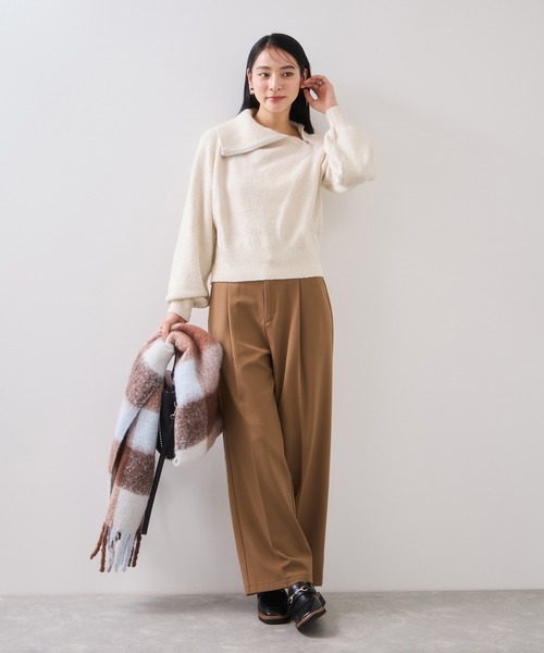 VIS（ビス）の「フロントジップニットプルオーバー/イージーケア（ニット/セーター・レディース・レッド系その他2/オフホワイト/チャコールグレー・FREE）」の20枚目の写真