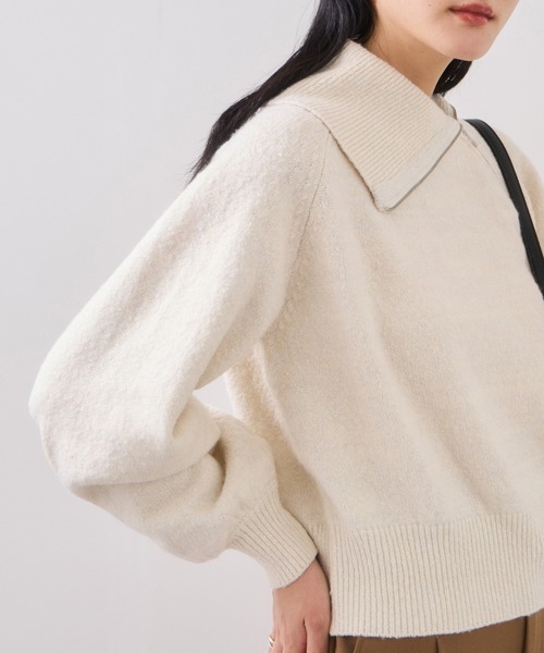 VIS（ビス）の「フロントジップニットプルオーバー/イージーケア（ニット/セーター・レディース・レッド系その他2/オフホワイト/チャコールグレー・FREE）」の18枚目の写真