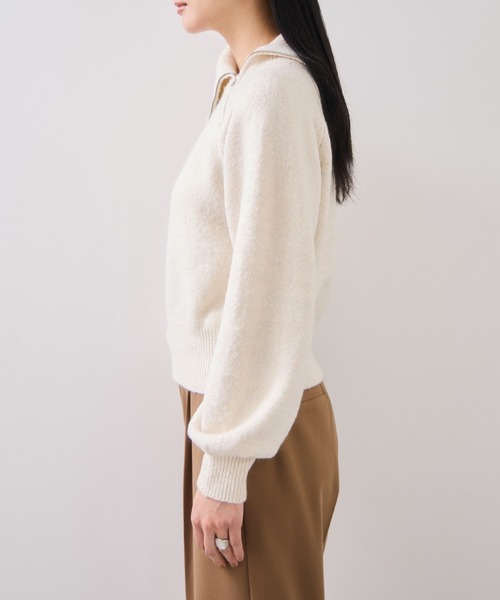 VIS（ビス）の「フロントジップニットプルオーバー/イージーケア（ニット/セーター・レディース・レッド系その他2/オフホワイト/チャコールグレー・FREE）」の15枚目の写真