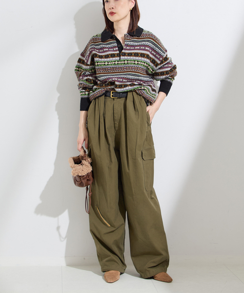 INSCRIRE（アンスクリア）の「【INSCRIRE /アンスクリア】Fairisle Polo Sweater：ニット（ニット/セーター・レディース・ブラック・MEDIUM）」の3枚目の写真