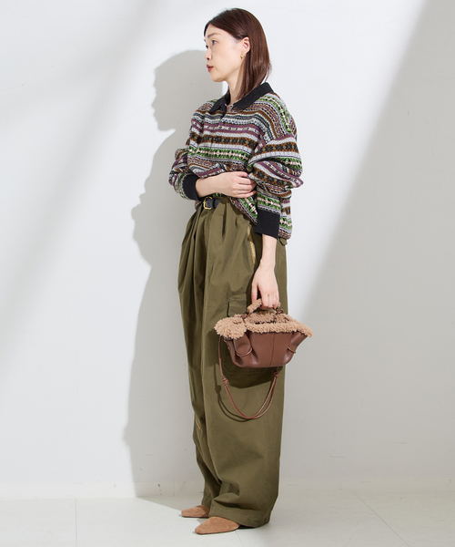 INSCRIRE（アンスクリア）の「【INSCRIRE /アンスクリア】Fairisle Polo Sweater：ニット（ニット/セーター・レディース・ブラック・MEDIUM）」の4枚目の写真