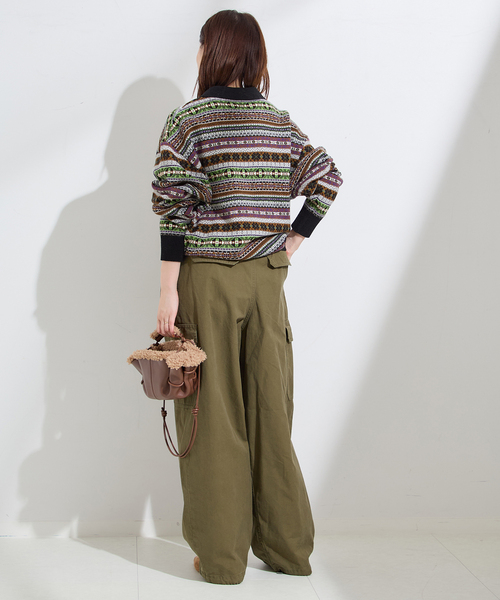 INSCRIRE（アンスクリア）の「【INSCRIRE /アンスクリア】Fairisle Polo Sweater：ニット（ニット/セーター・レディース・ブラック・MEDIUM）」の5枚目の写真