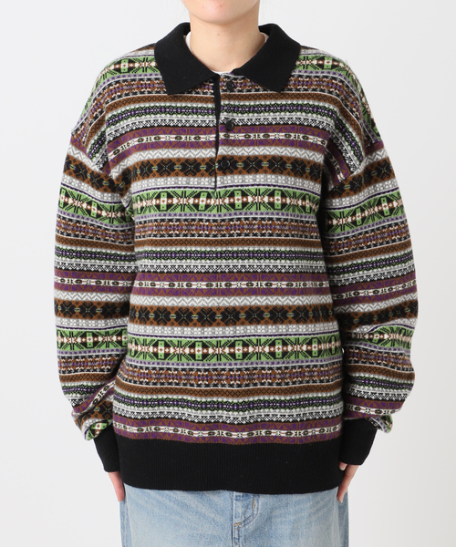 INSCRIRE（アンスクリア）の「【INSCRIRE /アンスクリア】Fairisle Polo Sweater：ニット（ニット/セーター・レディース・ブラック・MEDIUM）」の9枚目の写真