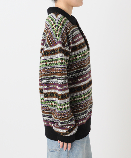 INSCRIRE（アンスクリア）の「【INSCRIRE /アンスクリア】Fairisle Polo Sweater：ニット（ニット/セーター・レディース・ブラック・MEDIUM）」の12枚目の写真
