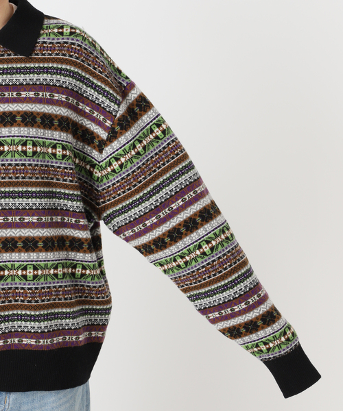 INSCRIRE（アンスクリア）の「【INSCRIRE /アンスクリア】Fairisle Polo Sweater：ニット（ニット/セーター・レディース・ブラック・MEDIUM）」の13枚目の写真