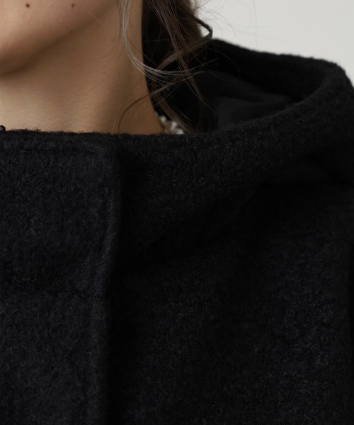 OMNES（オムネス）の「リングフェイクウール ショートダッフルコート（ダッフルコート・レディース・ブラック・FREE）」の9枚目の写真