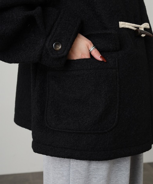 OMNES（オムネス）の「リングフェイクウール ショートダッフルコート（ダッフルコート・レディース・ブラック・FREE）」の12枚目の写真