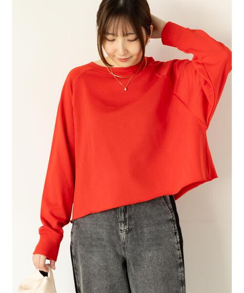 Te chichi TERRASSE（テチチテラス）の「カットオフ裏毛スウェット（その他トップス・レディース・チャコールグレー/オフホワイト/レッド/グリーン・F）」の4枚目の写真