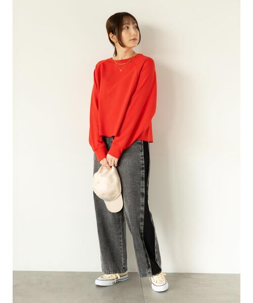 Te chichi TERRASSE（テチチテラス）の「カットオフ裏毛スウェット（その他トップス・レディース・チャコールグレー/オフホワイト/レッド/グリーン・F）」の15枚目の写真