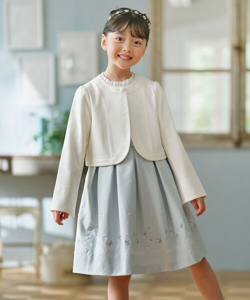 110-140㎝】 フラワーアーチワンピース＆ボレロジャケットセット