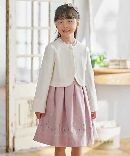110-140㎝】 フラワーアーチワンピース＆ボレロジャケットセット 