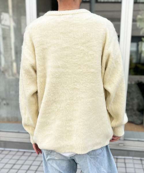 HOUSTON(ヒューストン)の「【HOUSTON】ヒューストン UNIVERD72 MOHAIR TOUCH SWEATER 無地 モヘアタッチ起毛セーター(ニット/セーター・メンズ・オフホワイト/ブラック・M/XL/L)」の7枚目の写真