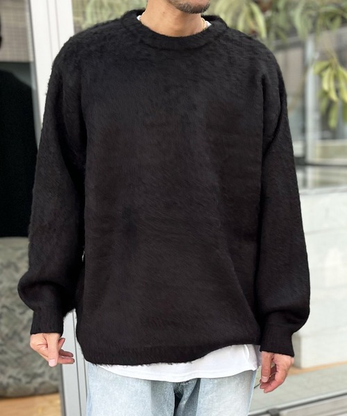 HOUSTON(ヒューストン)の「【HOUSTON】ヒューストン UNIVERD72 MOHAIR TOUCH SWEATER 無地 モヘアタッチ起毛セーター(ニット/セーター・メンズ・オフホワイト/ブラック・M/XL/L)」の8枚目の写真