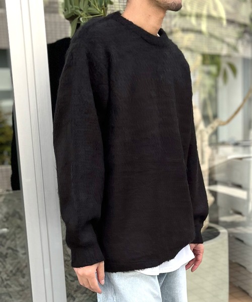 HOUSTON(ヒューストン)の「【HOUSTON】ヒューストン UNIVERD72 MOHAIR TOUCH SWEATER 無地 モヘアタッチ起毛セーター(ニット/セーター・メンズ・オフホワイト/ブラック・M/XL/L)」の10枚目の写真