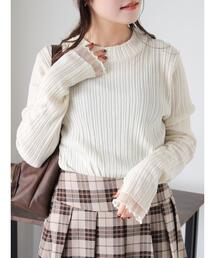 ehka sopo | 袖フリルモックネックニット(ニット/セーター)