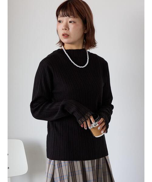 ehka sopo（エヘカソポ）の「袖フリルモックネックニット（ニット/セーター・レディース・キナリ/ブラック/グレー/オフホワイト・F）」の20枚目の写真