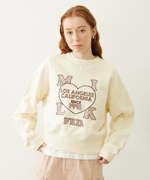 MILKFED. | STITCHED HEART LOGO SHORT CREW SWEAT(スウェット)