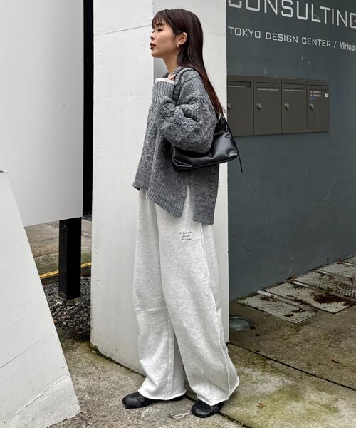 セール】【チクチクしない！】スキッパー襟付きケーブルニット（ニット