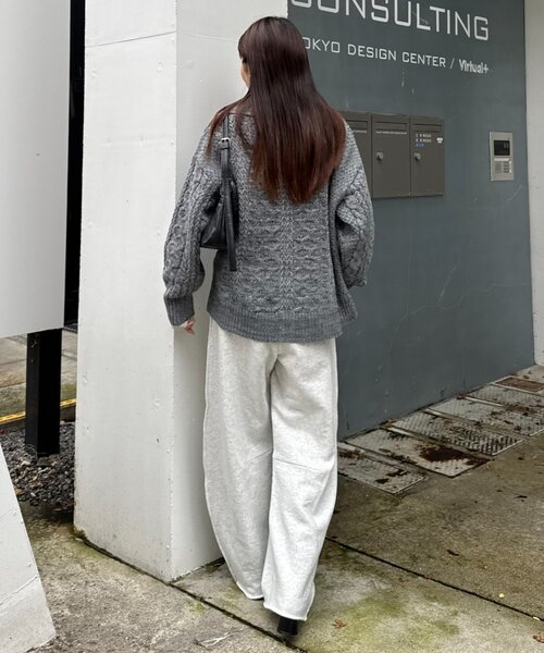 セール】【チクチクしない！】スキッパー襟付きケーブルニット（ニット