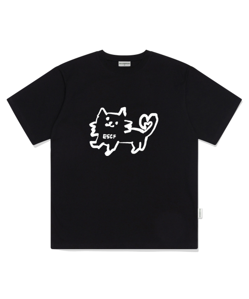 ESCAPEFROM(エスケープフロム)の「ラブイエスケープ キャットプリント オーバーサイズ 半袖Tシャツ ブラック(Tシャツ/カットソー・レディース・その他・LARGE/SMALL/MEDIUM)」の1枚目の写真