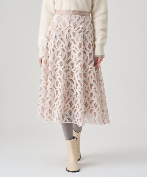 M 新品 ANAYI カスカータチュール切り替えフレア スカート カスカータチュール切り替えフレア スカート（スカート）｜ANAYI