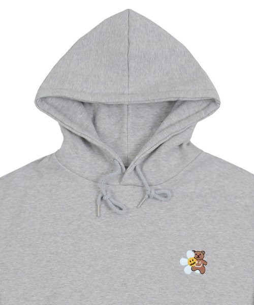 GRAVER（グレーバー）の「[UNISEX]フラワーベア刺繍スマイルフードティー_グレー（パーカー・レディース・グレー・SMALL/MEDIUM/LARGE）」の3枚目の写真
