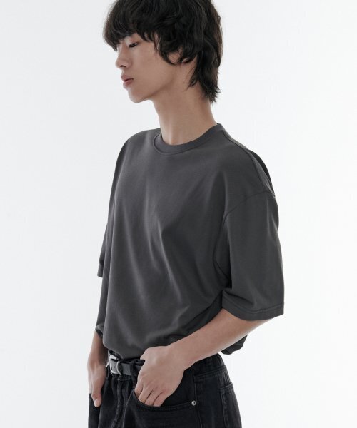 MUSINSA STANDARD（ムシンサスタンダード）の「[クールタンダード] リラックスフィットクルーネックピケTシャツ [ガンメタル]（Tシャツ/カットソー・メンズ・その他・SMALL/MEDIUM/LARGE/X-LARGE/XX-LARGE/XXX-LARGE）」の3枚目の写真