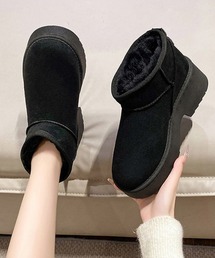 厚底ムートンブーツチャンキーヒールブーツ