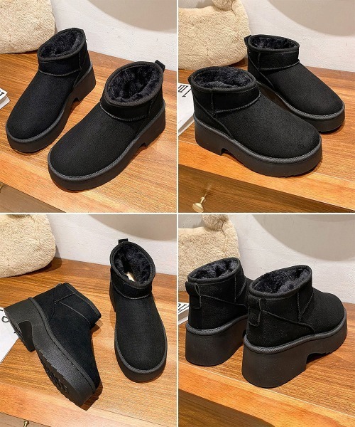 Miniministore(ミニミニストア)の「厚底ムートンブーツチャンキーヒールブーツ(ブーツ・レディース・キャメル/ブラック・23.0cm/23.5cm/24.0cm/24.5cm/25.0cm)」の19枚目の写真