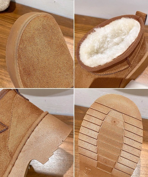 Miniministore(ミニミニストア)の「厚底ムートンブーツチャンキーヒールブーツ(ブーツ・レディース・キャメル/ブラック・23.0cm/23.5cm/24.0cm/24.5cm/25.0cm)」の22枚目の写真