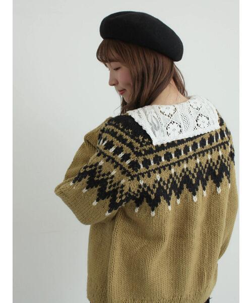 TSUHARU by Samansa Mos2(ツハルバイサマンサモスモス)の「【ペルーニット】ジャカード柄ニットカーディガン(カーディガン/ボレロ・レディース・オリーブ/チャコールグレー・F)」の1枚目の写真