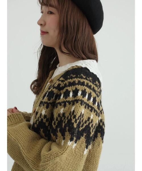TSUHARU by Samansa Mos2(ツハルバイサマンサモスモス)の「【ペルーニット】ジャカード柄ニットカーディガン(カーディガン/ボレロ・レディース・オリーブ/チャコールグレー・F)」の10枚目の写真