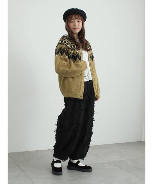 TSUHARU by Samansa Mos2(ツハルバイサマンサモスモス)の「【ペルーニット】ジャカード柄ニットカーディガン(カーディガン/ボレロ・レディース・オリーブ/チャコールグレー・F)」の13枚目の写真