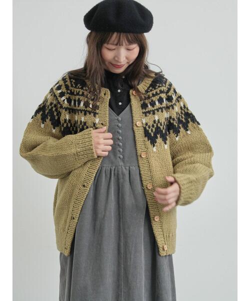 TSUHARU by Samansa Mos2(ツハルバイサマンサモスモス)の「【ペルーニット】ジャカード柄ニットカーディガン(カーディガン/ボレロ・レディース・オリーブ/チャコールグレー・F)」の18枚目の写真