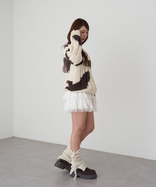 RAY CASSIN（レイカズン）の「ケーブルルーズニット（ニット/セーター・レディース・チャコールグレー/アイボリー/ライトベージュ・FREE）」の14枚目の写真