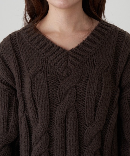 RAY CASSIN（レイカズン）の「ケーブルルーズニット（ニット/セーター・レディース・チャコールグレー/アイボリー/ライトベージュ・FREE）」の11枚目の写真