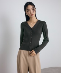 【骨格ストレート向け】着やせ力抜群Vネック長袖カーディガン