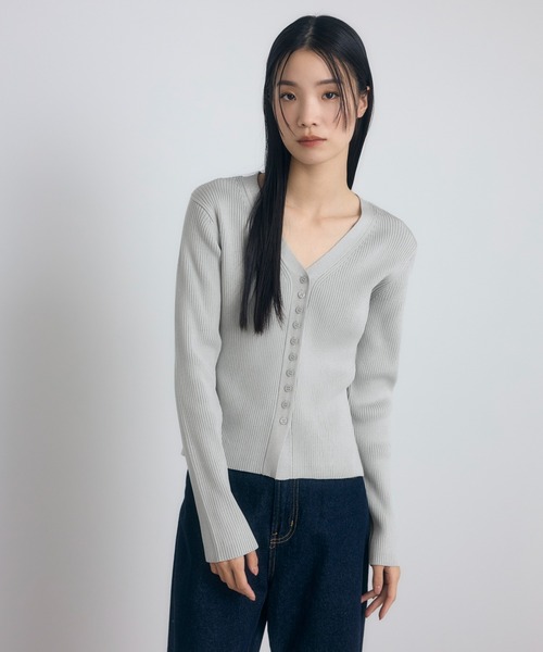 セール】【骨格ストレート向け】着やせ力抜群Vネック長袖カーディガン