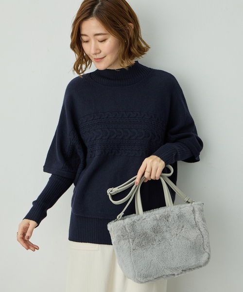 Petit Honfleur（プチオンフルール）の「2WAYファーバック【ショルダーストラップ付き】（トートバッグ・レディース・グレー/ベージュ・フリー）」の8枚目の写真