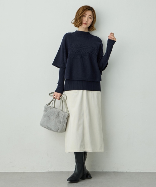 Petit Honfleur（プチオンフルール）の「2WAYファーバック【ショルダーストラップ付き】（トートバッグ・レディース・グレー/ベージュ・フリー）」の13枚目の写真