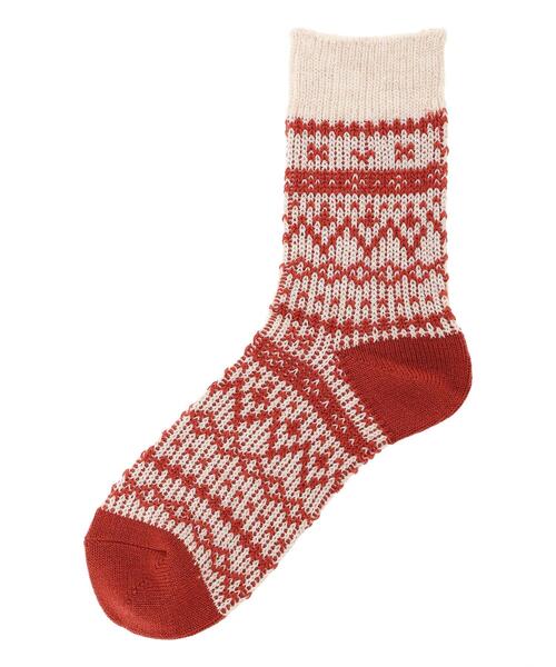 Samansa Mos2（サマンサ モスモス）の「ジャガードソックス（ソックス/靴下・レディース・グレー/グリーン/キナリ・F）」の2枚目の写真