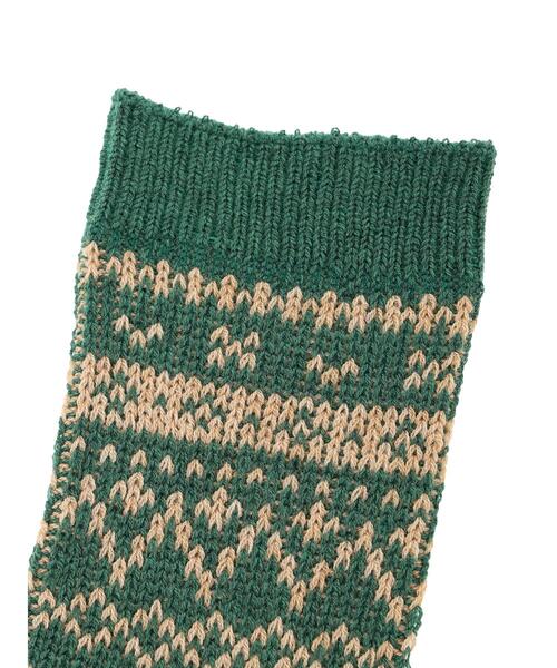 Samansa Mos2（サマンサ モスモス）の「ジャガードソックス（ソックス/靴下・レディース・グレー/グリーン/キナリ・F）」の4枚目の写真